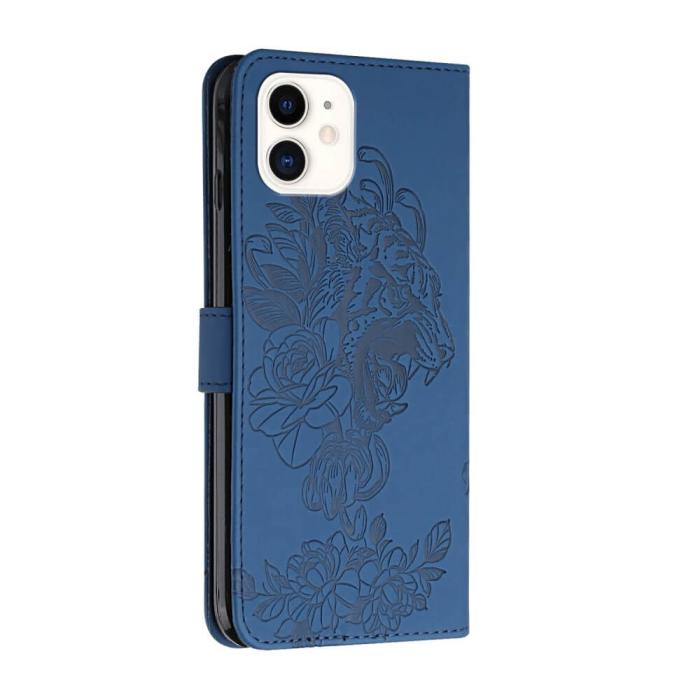 A-One Brand - Tiger Flower Plånboksfodral till iPhone 12 & 12 Pro - Blå
