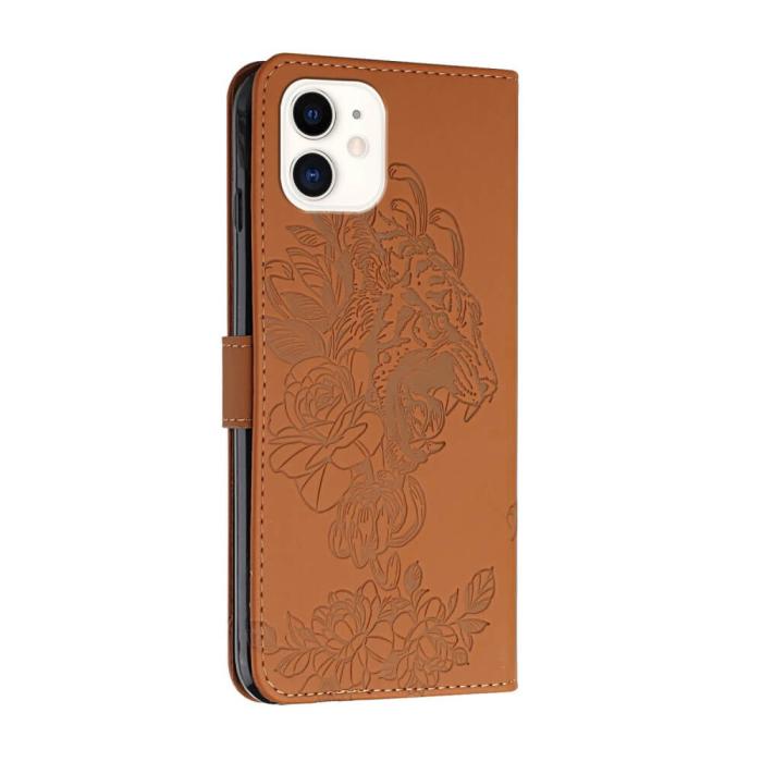 A-One Brand - Tiger Flower Plånboksfodral till iPhone 12 Mini - Brun