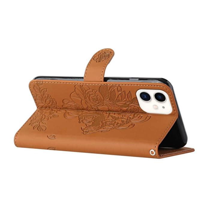 A-One Brand - Tiger Flower Plånboksfodral till iPhone 12 Mini - Brun