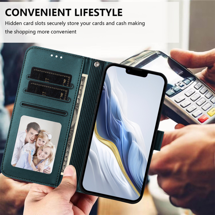 A-One Brand - iPhone 17 Air Plånboksfodral Läder med Handledsrem - Grön