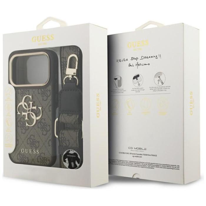 Guess - Guess iPhone 17 Pro Mobilskal 4G Big Classic Logo Big Strap Metal - Brun