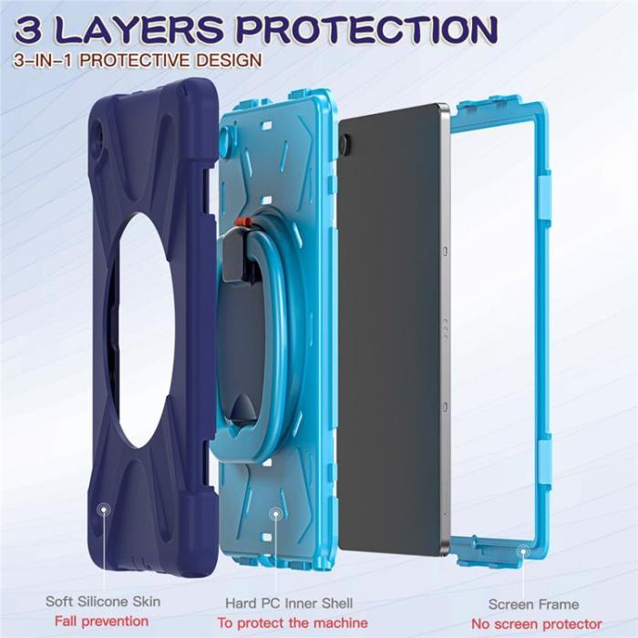 A-One Brand - Galaxy Tab A9 Plus Skal Kickstand Handle Grip - Svart / Blå