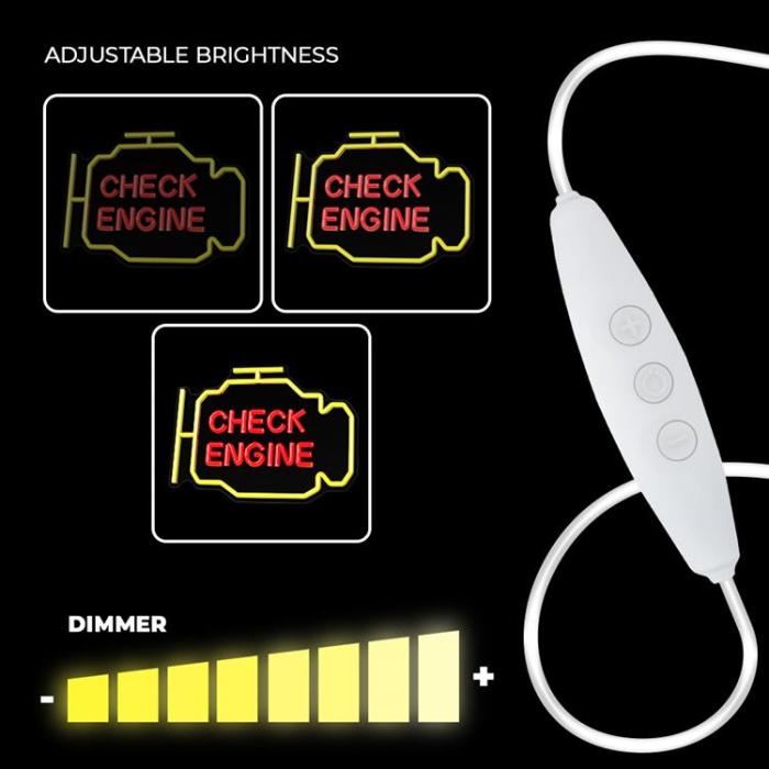 Neolia - Neolia LED Neon PLEXI CHECK ENGINE NNE21 - Gul/Röd