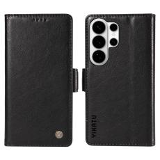 OEM - YIKATU Samsung Galaxy S26 Ultra Pl&aring;nboksfodral Konstl&auml;der Litchi - Svart