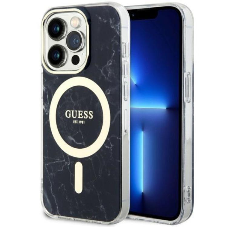 Guess iPhone 14 Pro Max Mobilskal MagSafe Marble - Svart | 2353 | AlltMobil