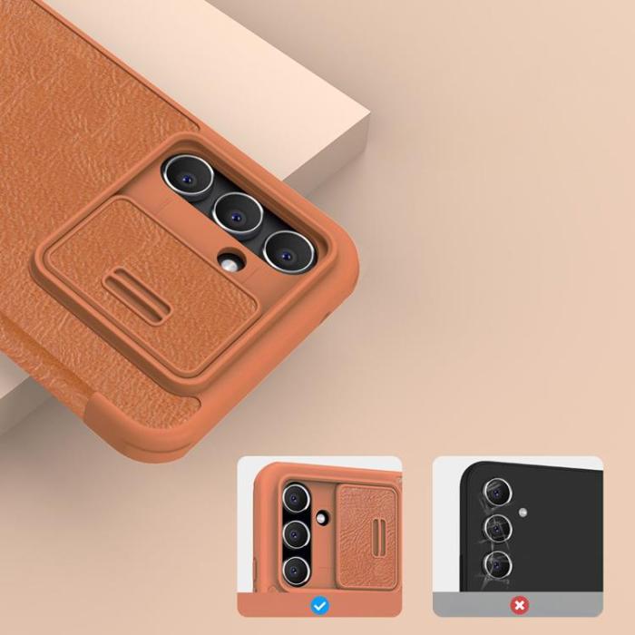 Nillkin - Nillkin Galaxy A54 5G Plånboksfodral Qin Läder Pro - Brun