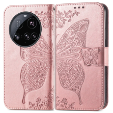 A-One Brand - Xiaomi 15 Ultra Plånboksfodral Butterfly Pattern - Rosa Guld