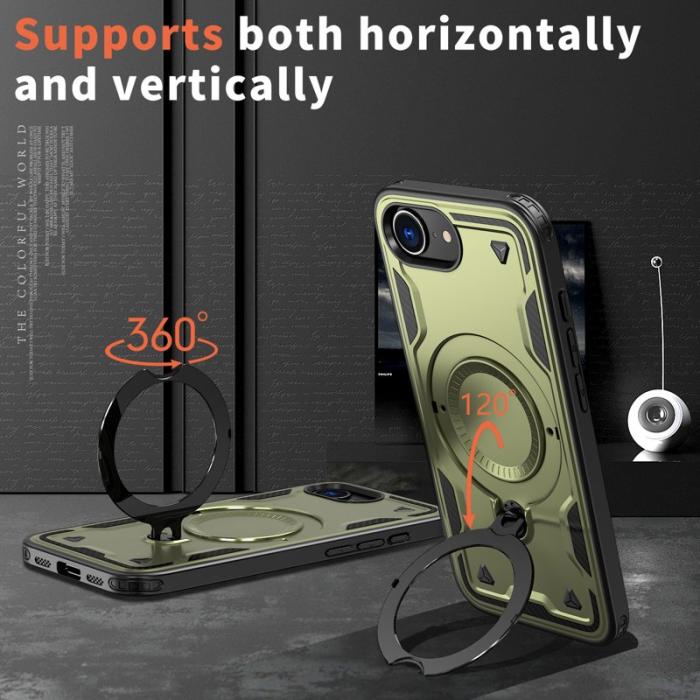 N/A - Mobilskal till iPhone 16e Militärskydd Plast Kickstand - Olivgrön