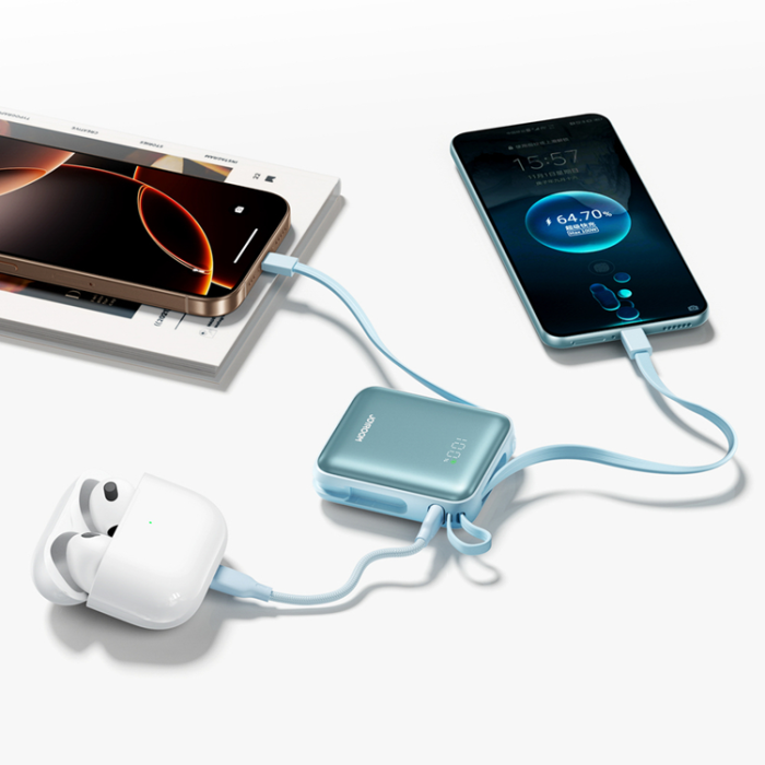 Joyroom - Joyroom Powerbank 10000mAh 22.5W med Två Inbyggda Kablar JR-PBF27