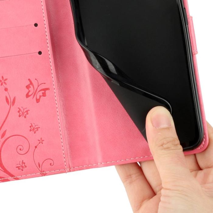 OEM - Samsung Galaxy A57 Plånboksfodral Konstläder Blomtryck - Rosa