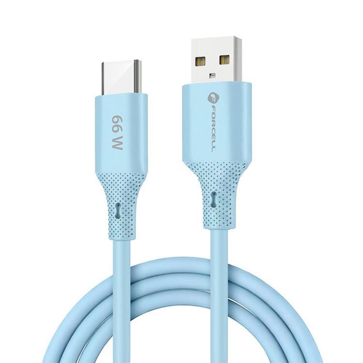 FORCELL USB-A till USB-C 66W Kabel 3A 1m QC4.0 Silikon C342 - Blå | 3541 | AlltMobil