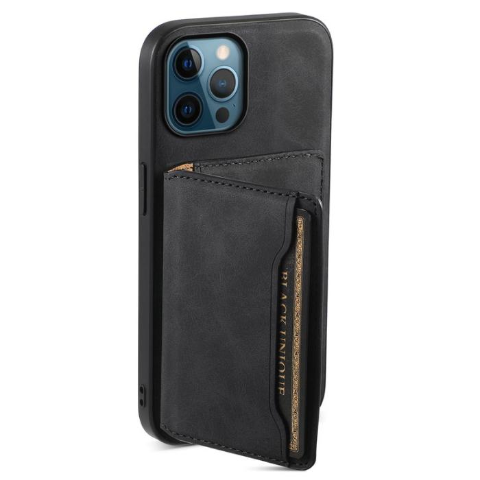 DENIOR - DENIOR D13 iPhone 12 Pro Max Fodral Retro Textur PU+TPU+PC Svart