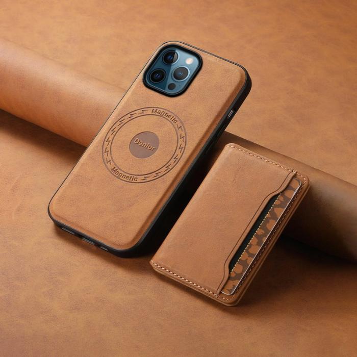 DENIOR - DENIOR D13 iPhone 12 Pro Max Fodral Retro Textur PU+TPU+PC Brun