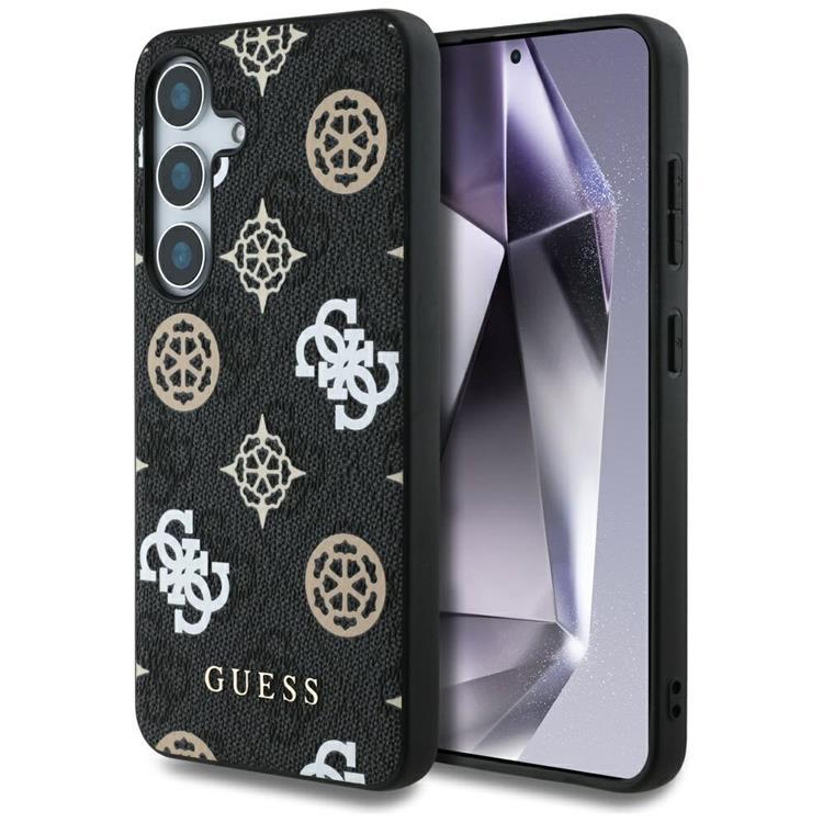 Guess Mobilskal till Galaxy S25 MagSafe 4G Printed Colored Peony - Svart | 2353 | AlltMobil