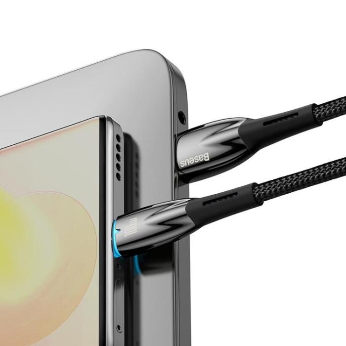 BASEUS - Baseus USB-C till USB-A kabel 1M Glimmer Series - Svart