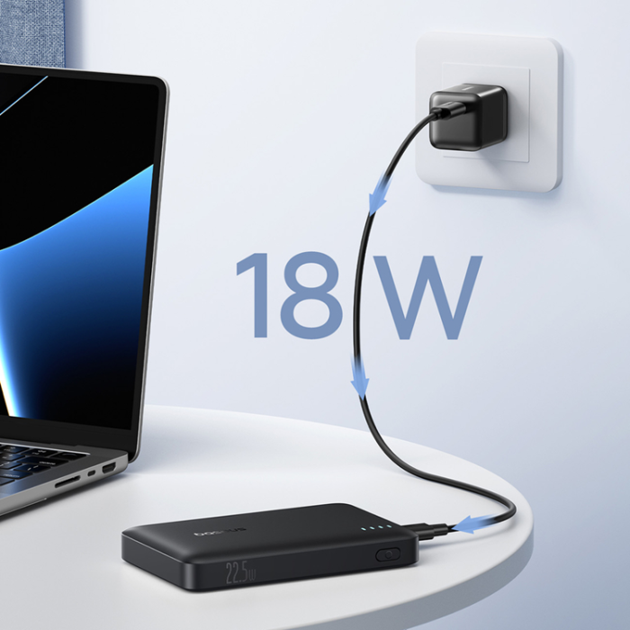 BASEUS - Baseus Powerbank 10000 mAh 22.5W USB-C USB-A - Svart