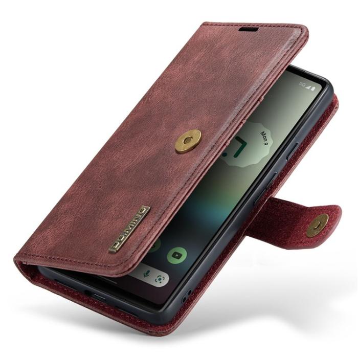 DG.MING - DG.MING Google Pixel 6a Plånboksfodral Detachable 2-in-1 Äkta Läder - Röd