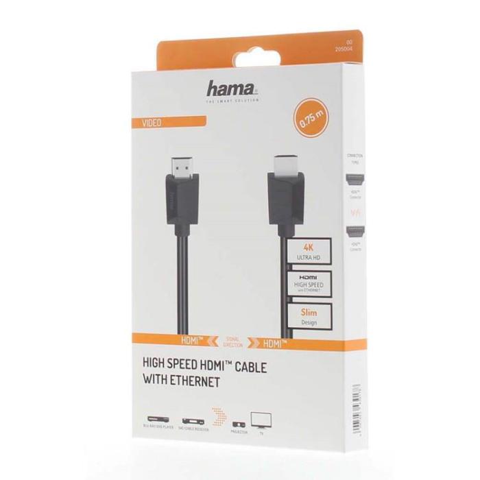 Hama - Hama Kabel HDMI High Speed 4K 18 Gbit/s 0,75m - Svart