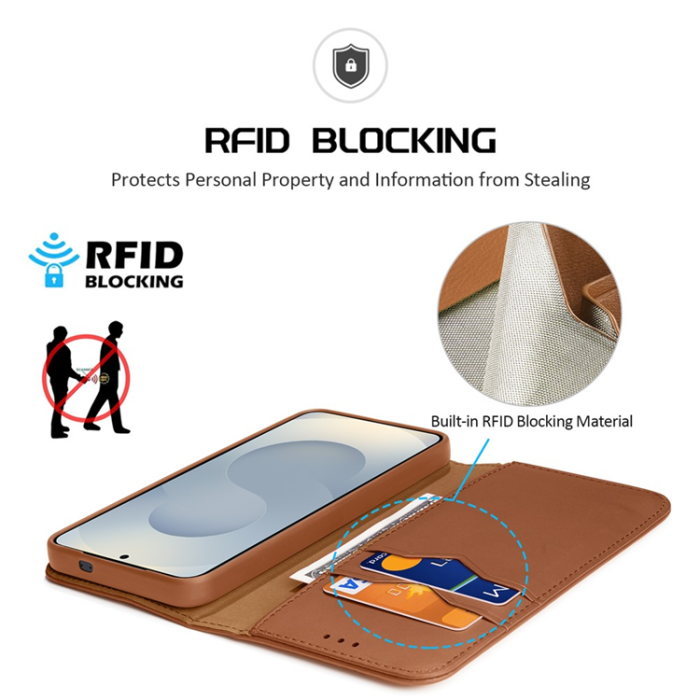 Dux Ducis - Dux Ducis Galaxy S25 Edge Plånboksfodral Äkta Läder Hivo RFID