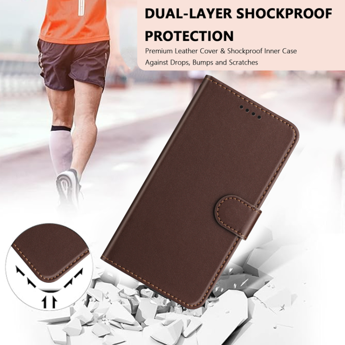 A-One Brand - iPhone 17 Pro Max Plånboksfodral Anti Drop - Brun