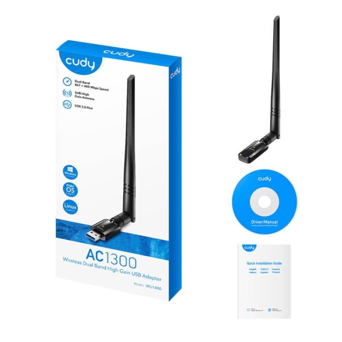 CUDY - CUDY Adapter USB WU1400 AC1300 High Gain
