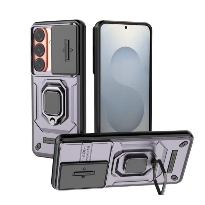 WANLONFENG - WANLONFENG Mobilskal för Samsung Galaxy S26 PC + TPU Kickstand - Lila