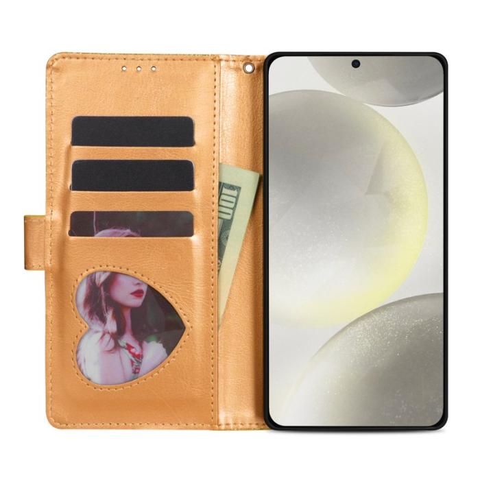 OEM - Mobilfodral för Samsung Galaxy S26 Plus Kickstand Konstläder - Guld