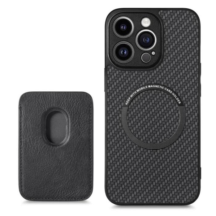 Taltech - iPhone 15 Pro Max Mobilskal Korthållare Detachable - Svart