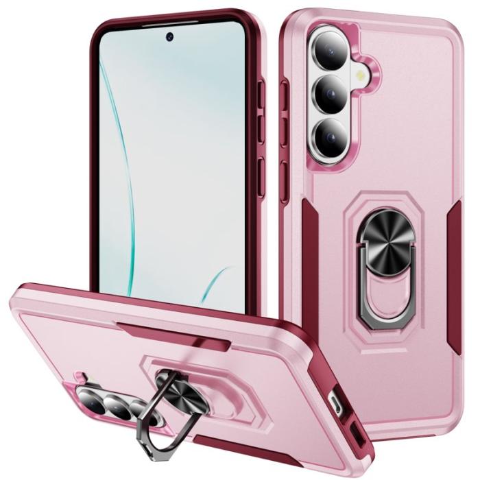 OEM - Mobilskal för Samsung Galaxy S26 Militärklass Ring Kickstand PC + TPU - Rosa