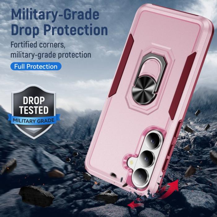 OEM - Mobilskal för Samsung Galaxy S26 Militärklass Ring Kickstand PC + TPU - Rosa