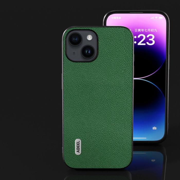 ABEEL - ABEEL Mobilskal till iPhone 14 Plus Äkta Läder Grön