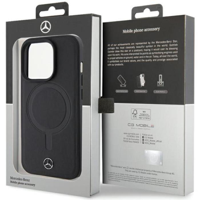 Mercedes - Mercedes iPhone 15 Pro Mobilskal Magsafe Smooth Läder - Svart