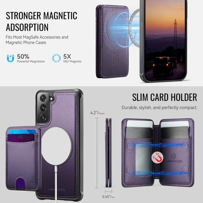 OEM - JEEHOOD Samsung Galaxy S21 FE 5G Fodral KonstLäder - Lila