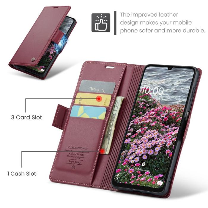 Caseme - CASEME Plånboksfodral Konstläder för Samsung Galaxy A06 4G - Röd