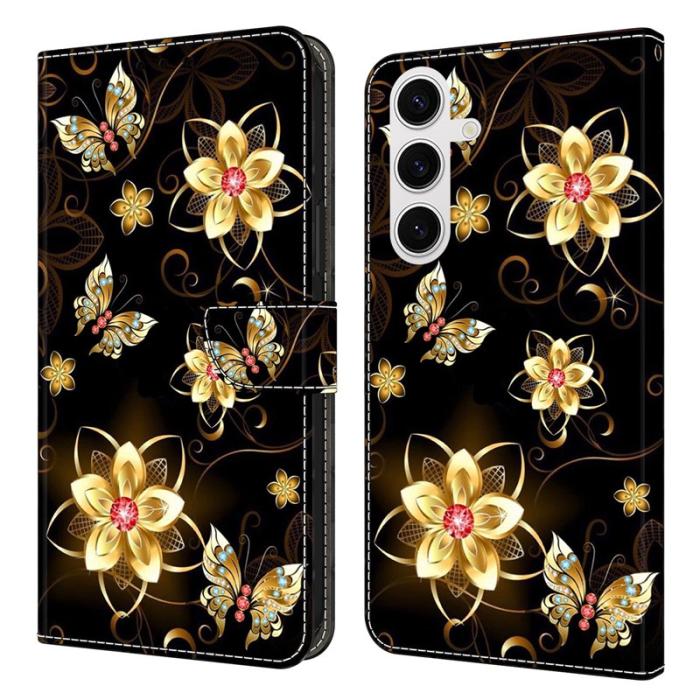 OEM - Samsung Galaxy S26 Plånboksfodral Mönstertryck Konstläder Flip Ställ - Svart