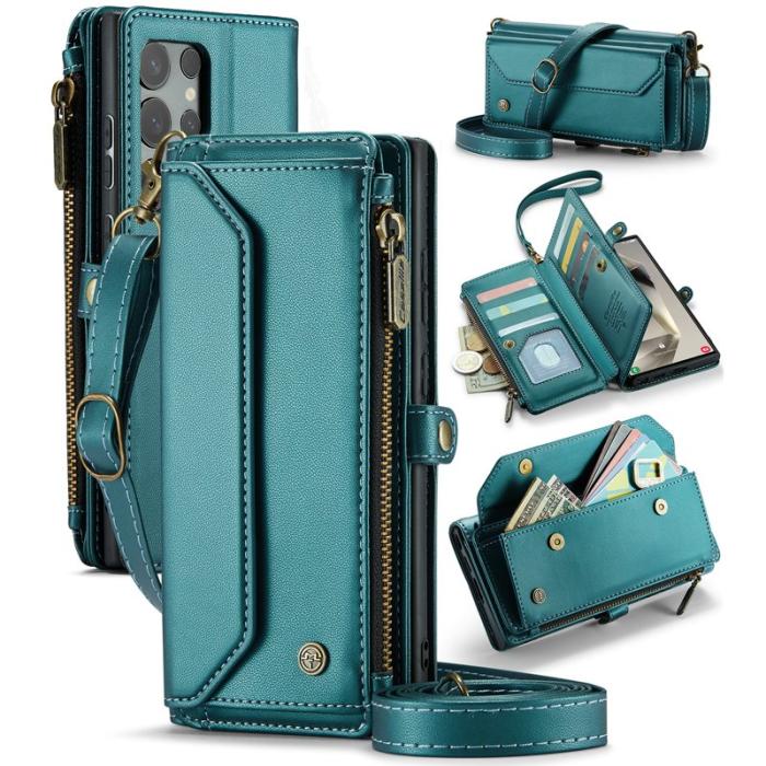 Caseme - CASEME Plånboksfodral Konstläder för Samsung Galaxy S24 Ultra - Grön