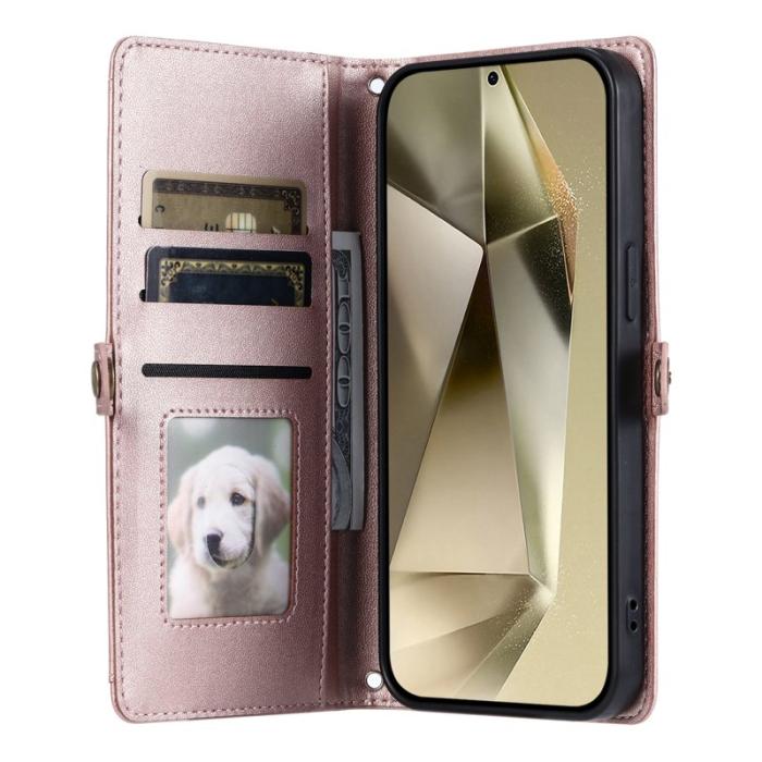 OEM - Samsung Galaxy S26/S26 Pro Plånboksfodral Konstläder Med Handrem - Roséguld