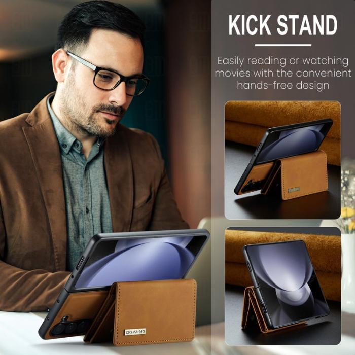 DG.MING - DG.MING Magnetiskt Avtagbart Plånboksfodral Samsung Galaxy Z Fold5 Brun