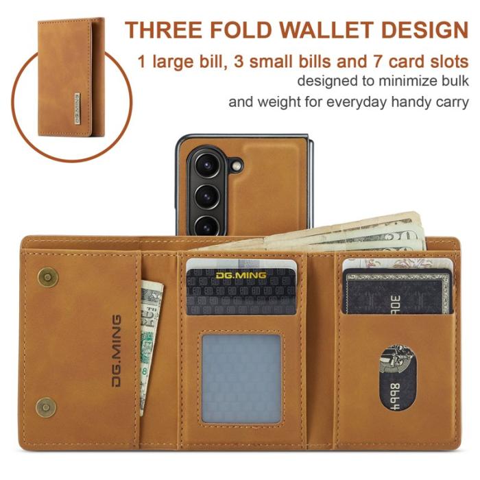 DG.MING - DG.MING Magnetiskt Avtagbart Plånboksfodral Samsung Galaxy Z Fold5 Brun