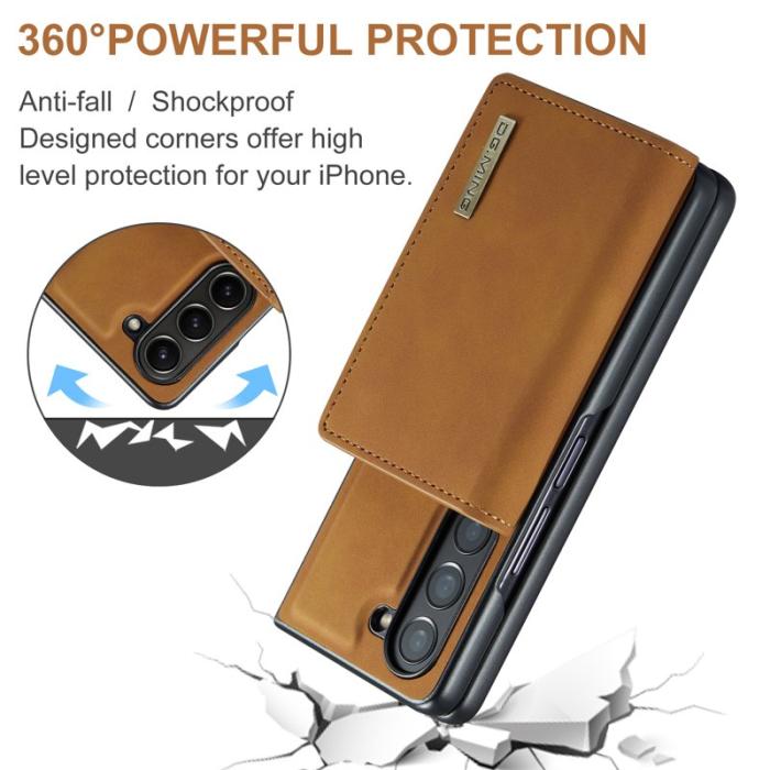 DG.MING - DG.MING Magnetiskt Avtagbart Plånboksfodral Samsung Galaxy Z Fold5 Brun