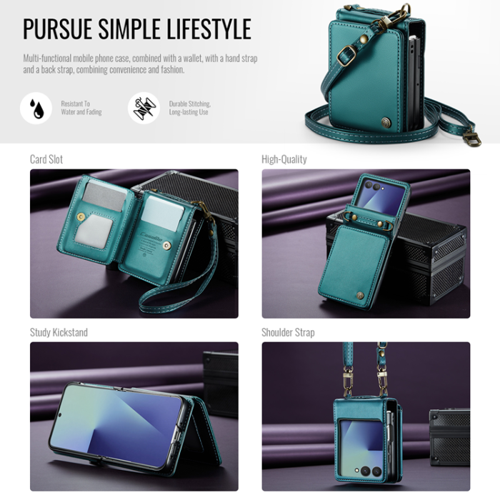 Caseme - CASEME Galaxy Z Flip 7 Plånboksfodral RFID Blocking C22 - Grön
