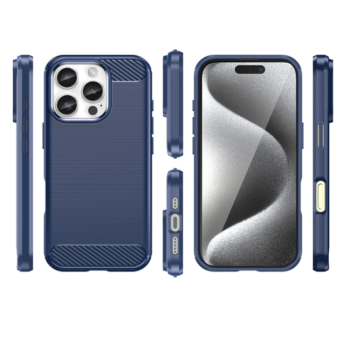 OEM - iPhone 16 Pro Max Mobilskal Silikon Carbon - Blå
