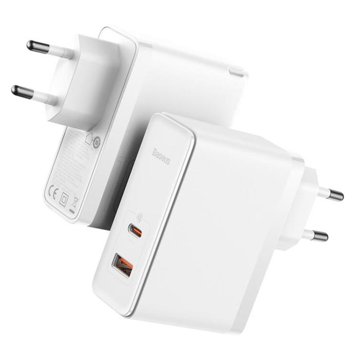 BASEUS - Baseus GaN Väggladdare USB Till Typ-C 100W - Vit
