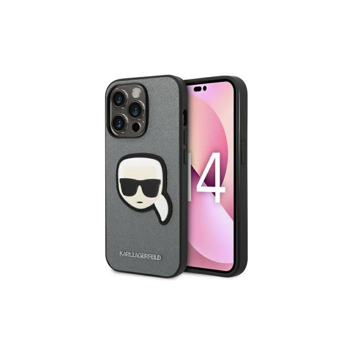 KARL LAGERFELD - Karl Lagerfeld iPhone 14 Pro Fodral Saffiano Silver