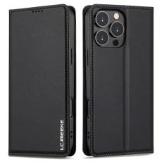 LC.imeeke - LC.IMEEKE L1 Series iPhone 16 Pro Pl&aring;nboksfodral Konstl&auml;der - Svart