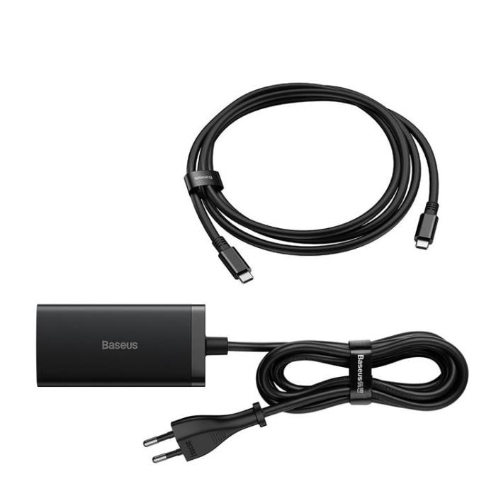 BASEUS - Baseus Snabbladdare GaN 5 Pro Hub med Kabel 1m - Svart