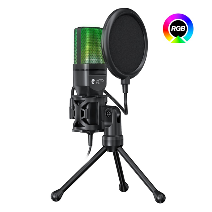 A-One Brand - YANMAI Datorspelmikrofon USB-kondensatormikrofon med RGB-ljus SF-777R