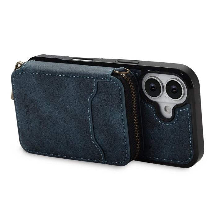 LC.imeeke - LC.IMEEKE L6 iPhone 16 Plus Plånboksfodral Konstläder - Blå