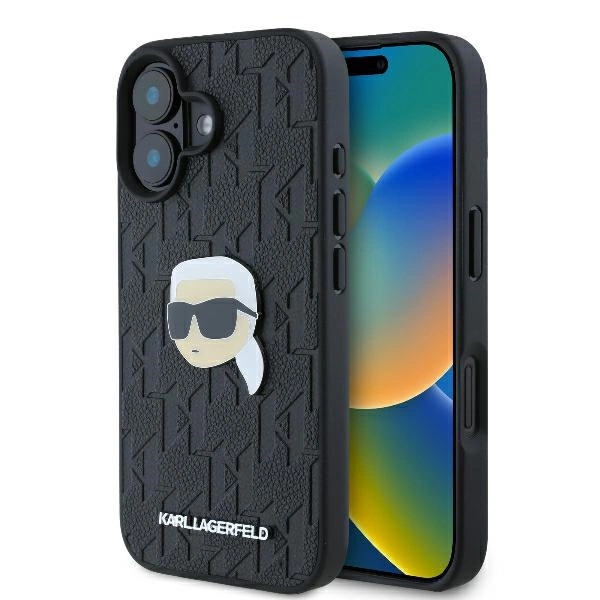 Karl Lagerfeld iPhone 16 Mobilskal Monogram Karl Head Pin - Svart | 2353 | AlltMobil
