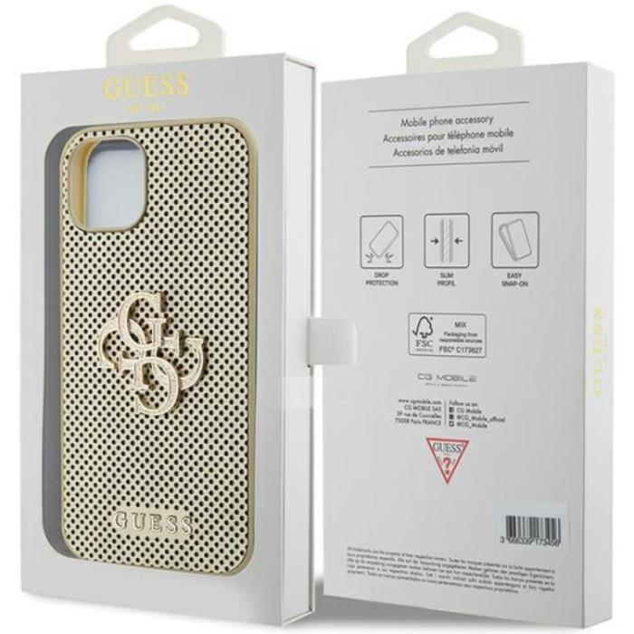 Guess - Guess iPhone 15 Mobilskal Perforated Glitter - Guld